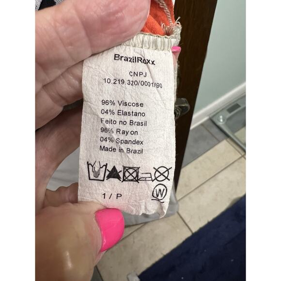 Brazil Roxx Multicolor Patchwork Long Sleeve Tee Metal Accents S/M Avant Garde - Picture 7 of 7